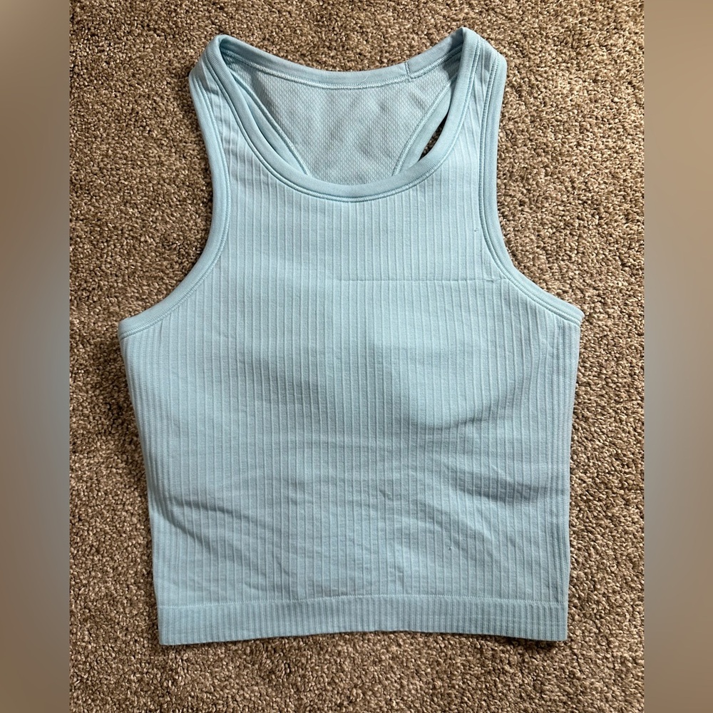 Lululemon light blue crop top